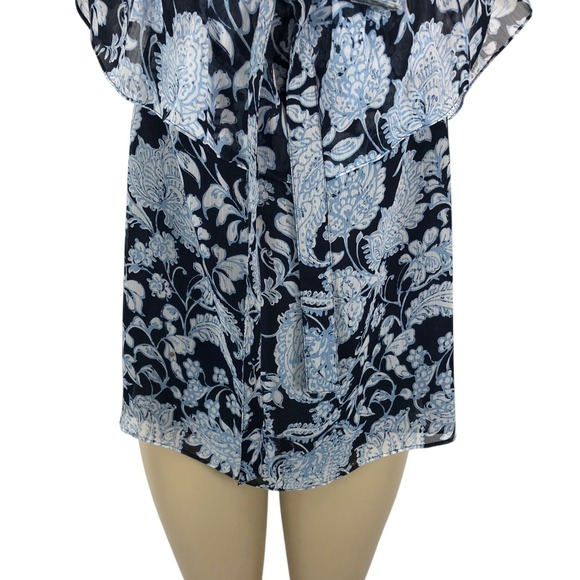 Tommy Hilfiger Floral Paisley Print Tie Front Top Flutter Sleeve Blouse Size M - Picture 3 of 12